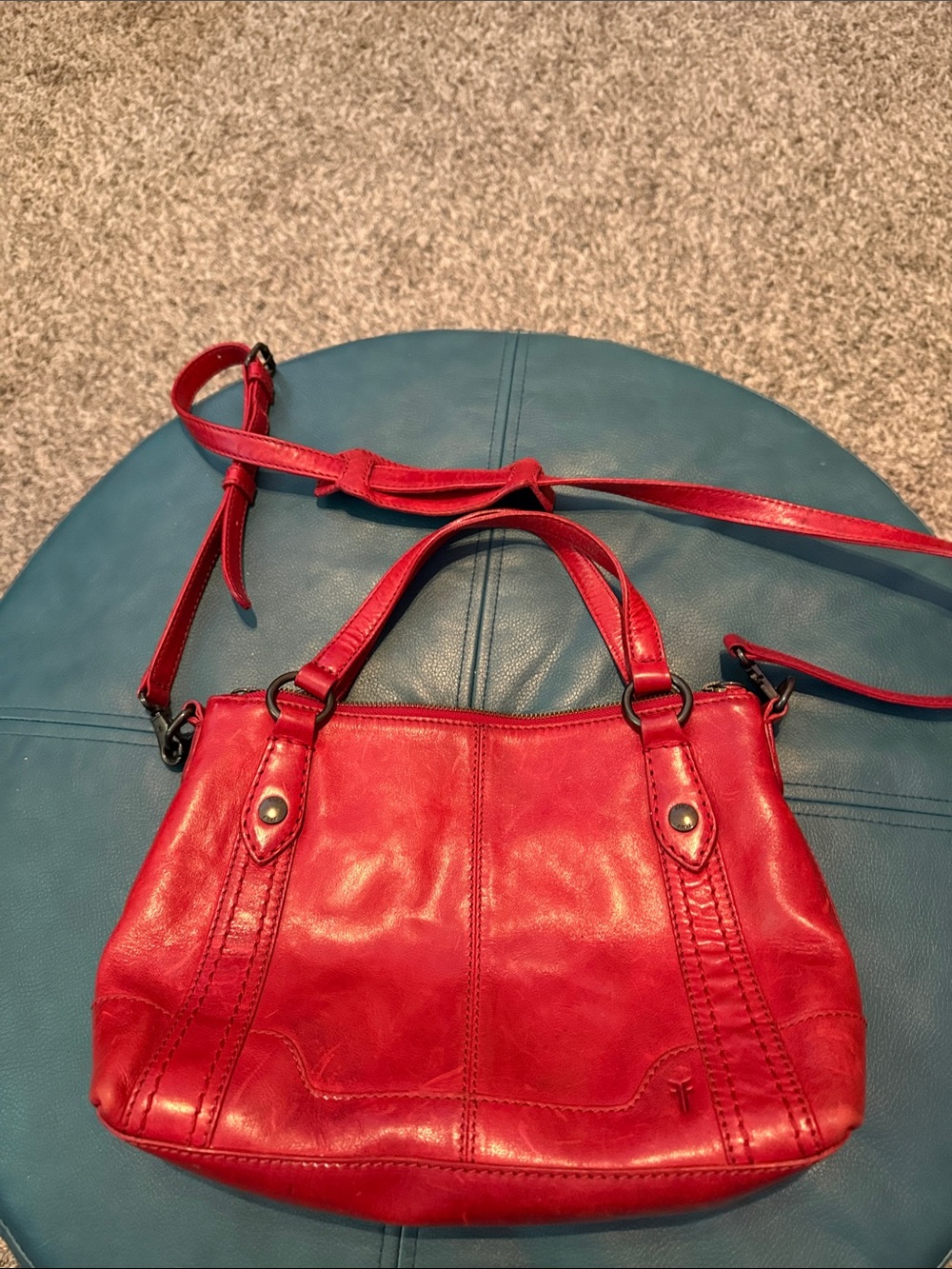 Frye red leather satchel purse